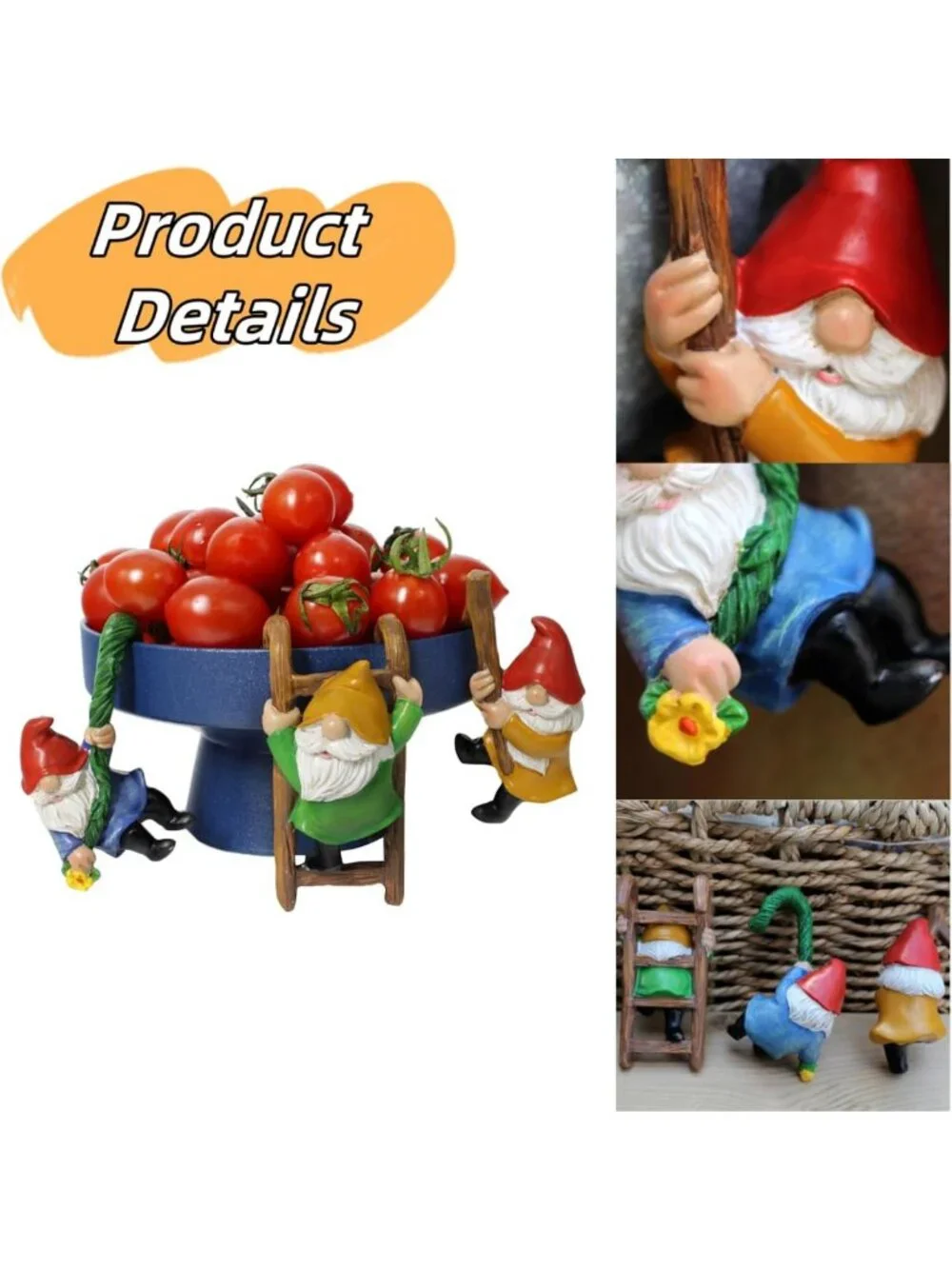 3PCS Cute Garden Gnome Figurines - Resin Plant Pot Huggers, Outdoor Decor